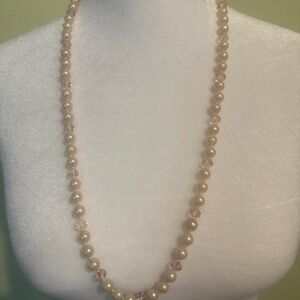 Handmade Glass Pearl with Pink Crystals